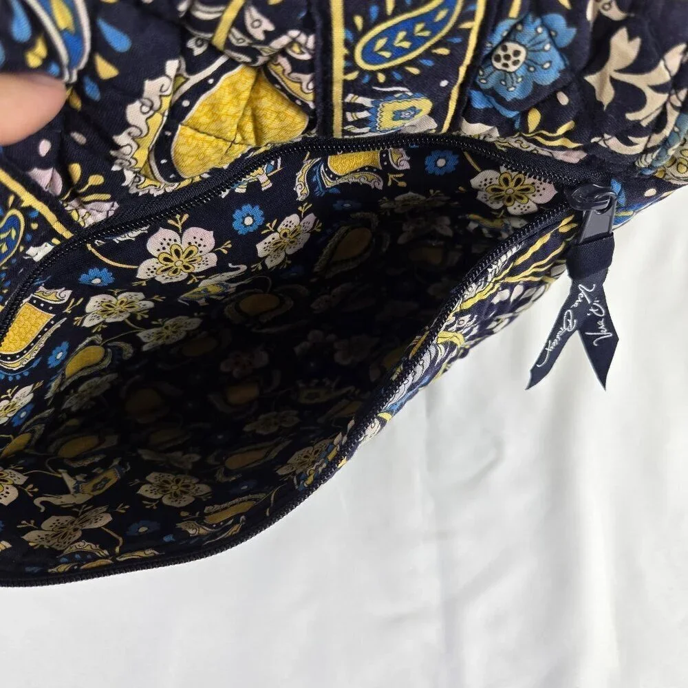 Vera Bradley Cotton Quilted Crossbody Shoulder Bag Floral Elephants Blue Yellow